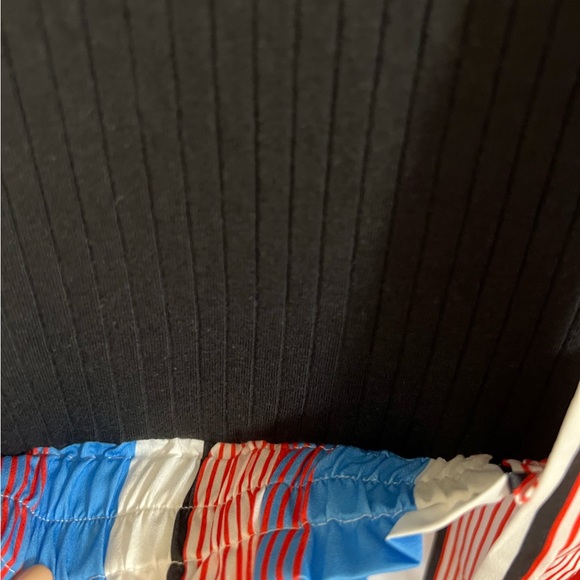 SHEIN Notched Neck Block Stripe Belted Tank Romper - Picture 5 of 5